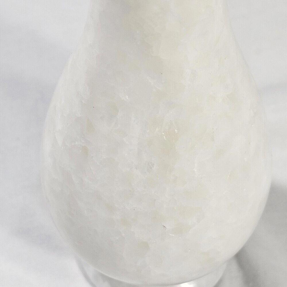 Vintage 1960s Hand Carved White & Cream Colored Alabaster Stone 8" Bud Vase - Picture 9 of 11